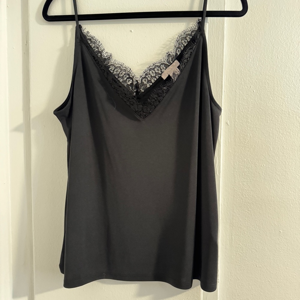 Elegant Black Lace Trim Cami Top